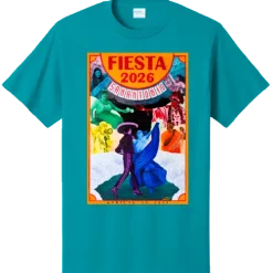 Aqua 2026 Fiesta Poster T-Shirt Small