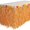 Artificial Grass Tableskirt with Flowers