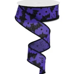 Bats on Purple Royal Ribbon