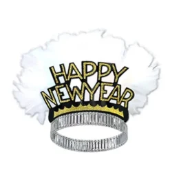Black and Gold Feathered New Year Tiara