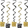 Black and Gold Happy New Year Whirls