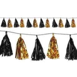 Black and Gold Metallic Tassel Garland