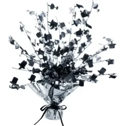 Black and Silver Champagne Glass & Top Hat Centerpiece