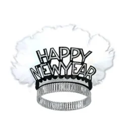 Black and Silver Feathered New Year Tiara