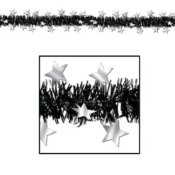 Black and Silver Metallic Star Garland