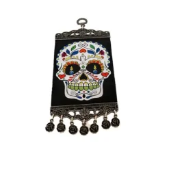 Black Day of the Dead Skull Tapestry