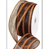 Black & Orange Metallic Stripe Ribbon
