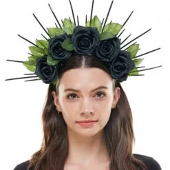 Black Polyester Rose Crown