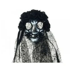 Black Spider Mask with Veil
