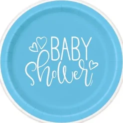 Blue Hearts Baby Shower 9" Plates