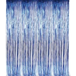 Blue Metallic Fringe Curtain