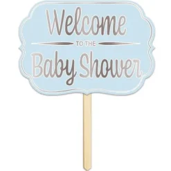 Blue Welcome Baby Shower Yard Sign