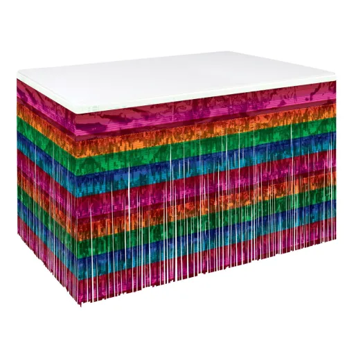 Bright Stripes Metallic Table Skirting