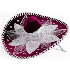 Burgundy and Silver Mariachi Sombrero
