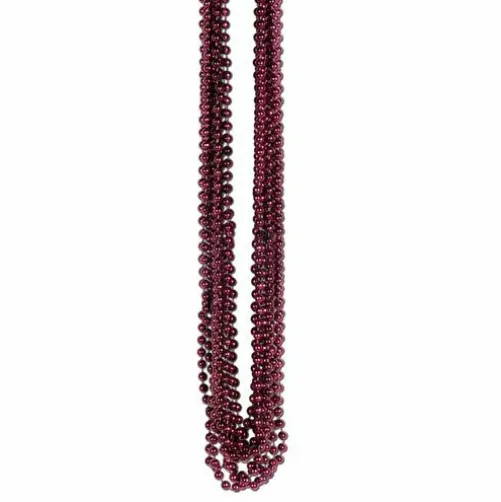 Burgundy Metallic Bead Necklaces