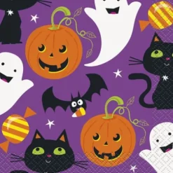 Cat and Pumpkin Beverage Napki