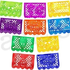 Catrínas and Skull Small Bright Plastic Picado Banner