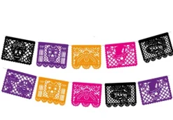 Day of the Dead Black, Orange, Purple Plastic Picado