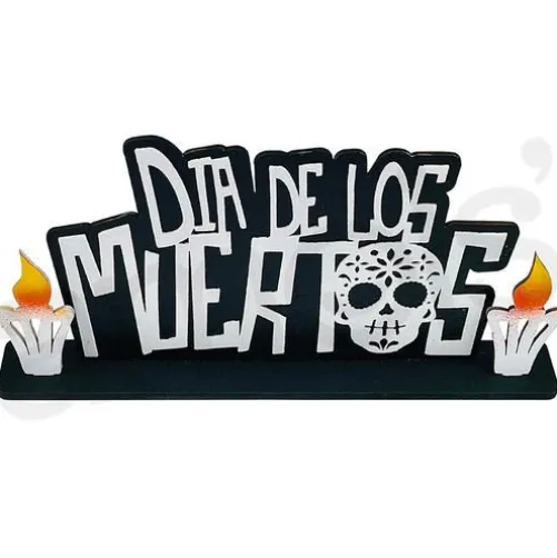 Dia de los Muertos Skull Candle Desk Sign