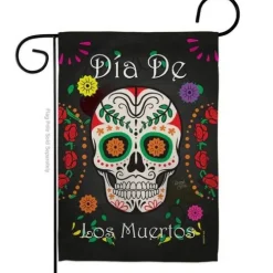Dia de los Muertos Sugar Skull Garden Flag
