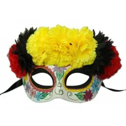 DOD Half Mask Yellow, Black, Red Flowers