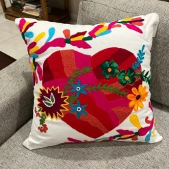 Embroidered Heart Pillow