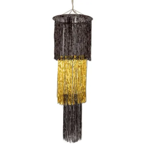 Giant 3-Tier Black and Gold Chandelier