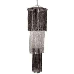 Giant 3-Tier Black and Silver Chandelier