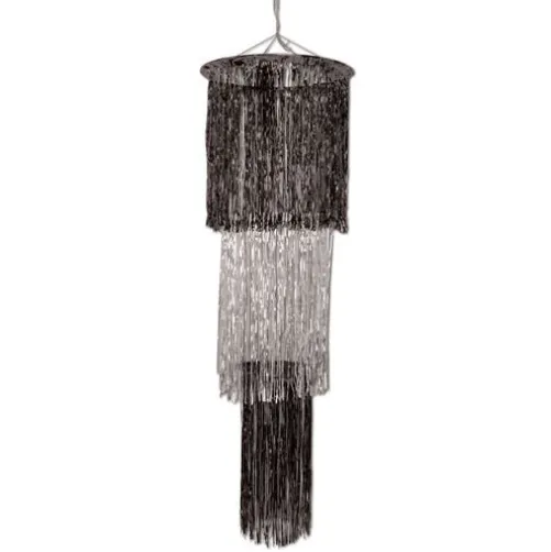 Giant 3-Tier Black and Silver Chandelier