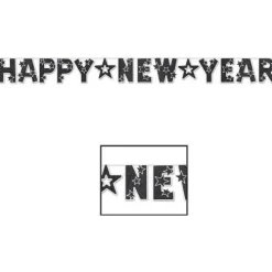 Glittered Black and White New Year Streamer