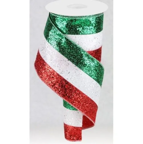 Glittered Red, White, & Green Ribbon Large