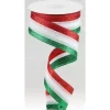 Glittered Red, White, & Green Ribbon Small