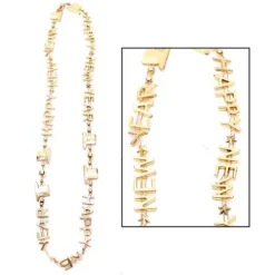 Gold Happy New Year Bead Necklace