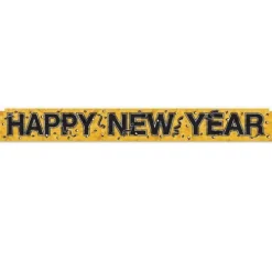 Gold Metallic Happy New Year Fringe Banner