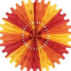 Gold Orange and Red Tissue Fan