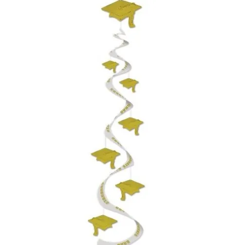 Gold Printed Grad Cap Whirls