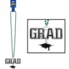 Green Bead Necklace with Grad Medallion