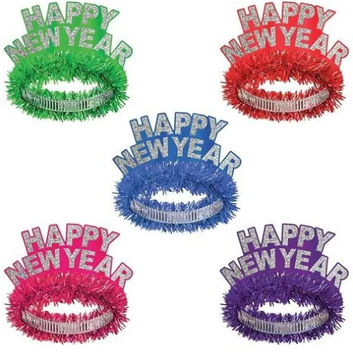 Happy New Year Fringed Tiara Assorted Colors