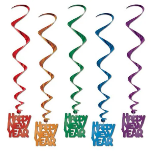 Happy New Year Multicolor Whirls