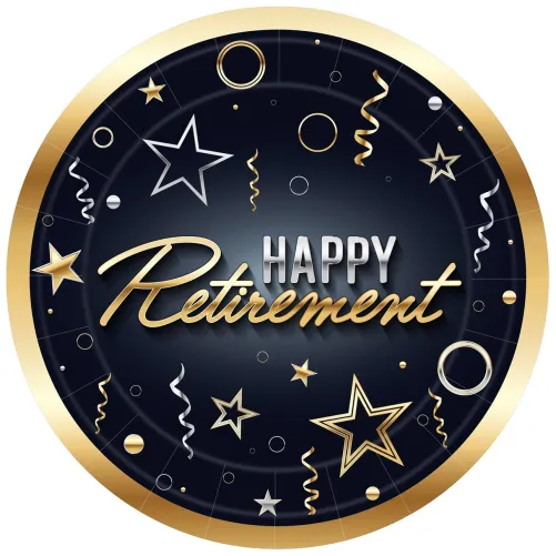 Happy Retirement Paper Plates 9"