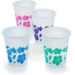 Hibiscus Print Plastic Cups