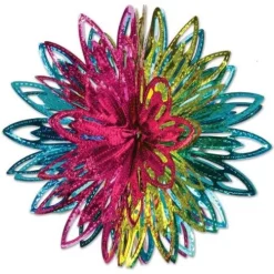 Hot Pink, Light Green, and Turquoise Metallic Starburst
