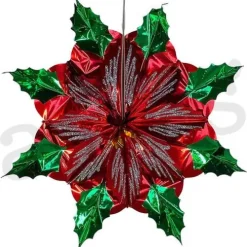 Large Metallic Poinsettia Fan