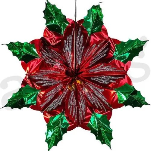 Large Metallic Poinsettia Fan