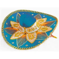Light Blue and Gold Mariachi Sombrero