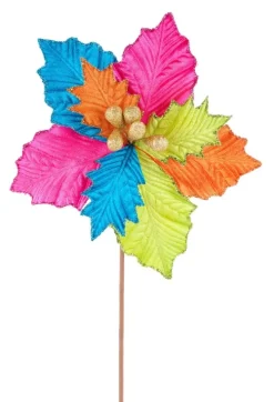 Neon Velvet Poinsettia 9"