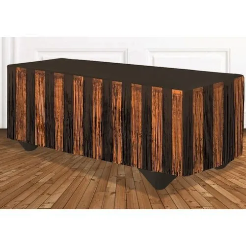 Orange and Black Metallic Table Skirt