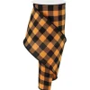 Orange and Black Striped Checkered Ribbon
