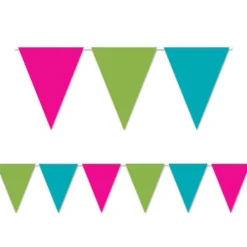 Pink Green and Turquoise Pennant Banner