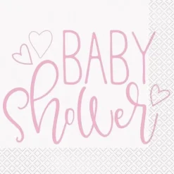 Pink Hearts Baby Shower Luncheon Napkins